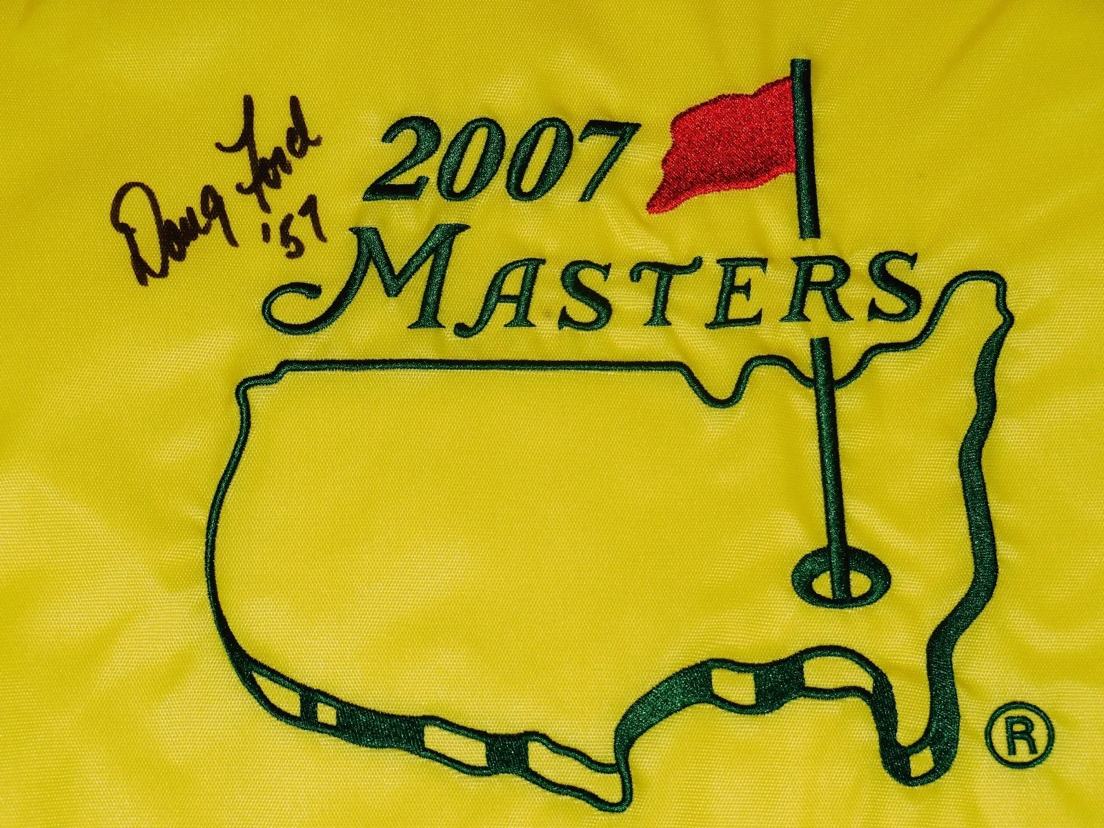 DOUG FORD AUTOGRAPHED MASTERS GOLF FLAG (1957 WINNER) - W/ COA!
