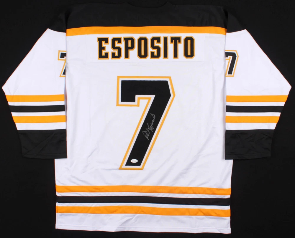 PHIL ESPOSITO AUTOGRAPHED CUSTOM JERSEY (BOSTON BRUINS) - JSA COA!