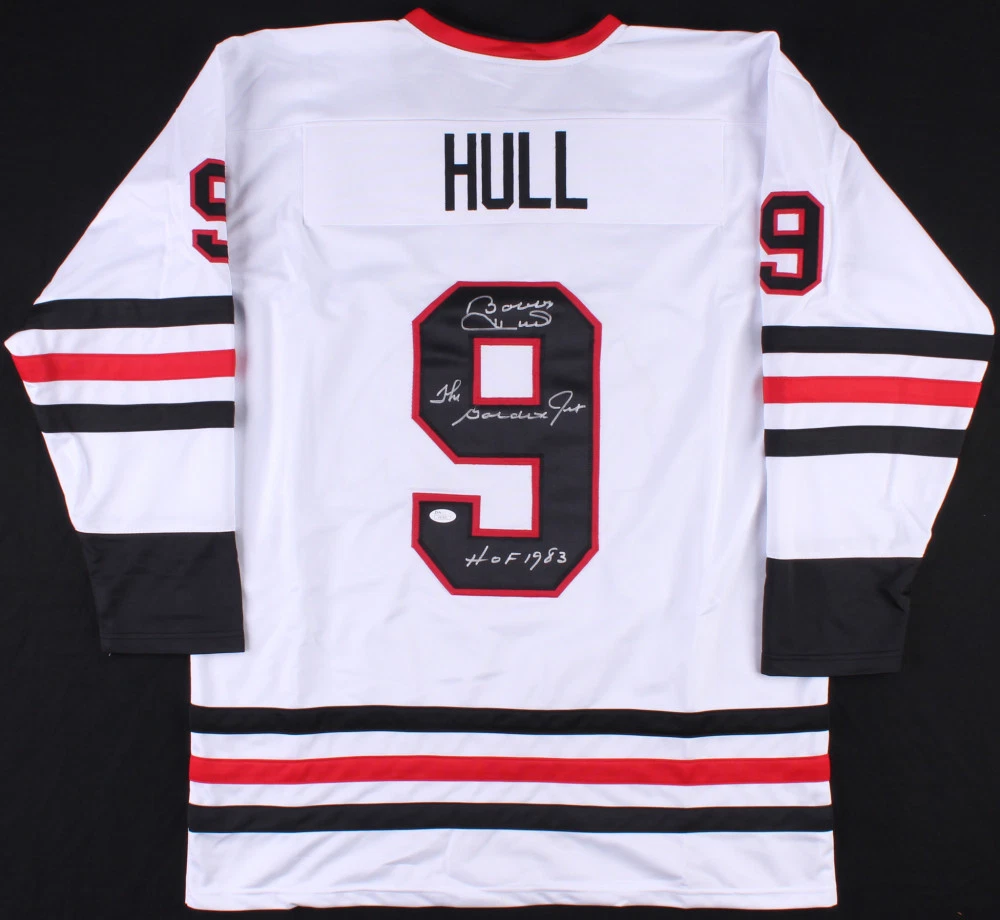 BOBBY HULL AUTOGRAPHED CUSTOM JERSEY (CHICAGO BLACKHAWKS) - JSA COA!2