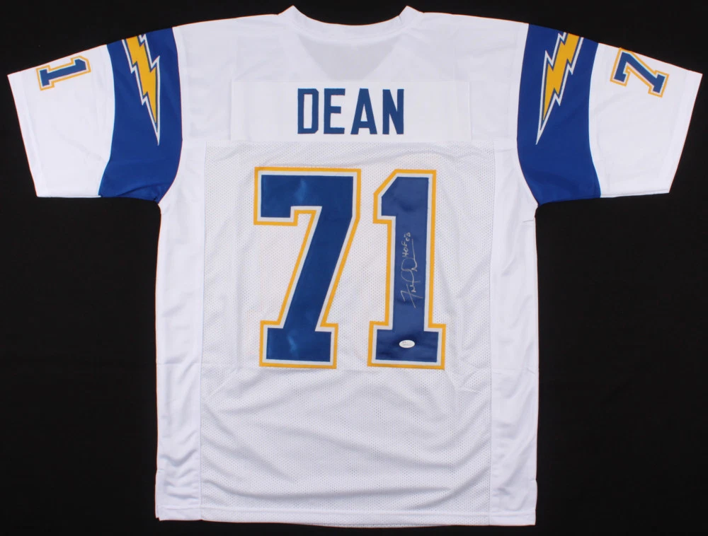 FRED DEAN AUTOGRAPHED CUSTOM JERSEY (CHARGERS HOF 2008) - JSA COA!