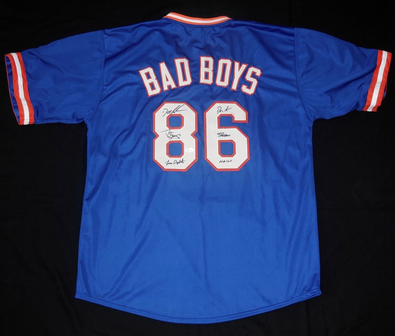 1986 NEW YORK METS AUTOGRAPHED JERSEY (JSA COA) - GOODEN, STRAWBERRY, DYKSTRA!