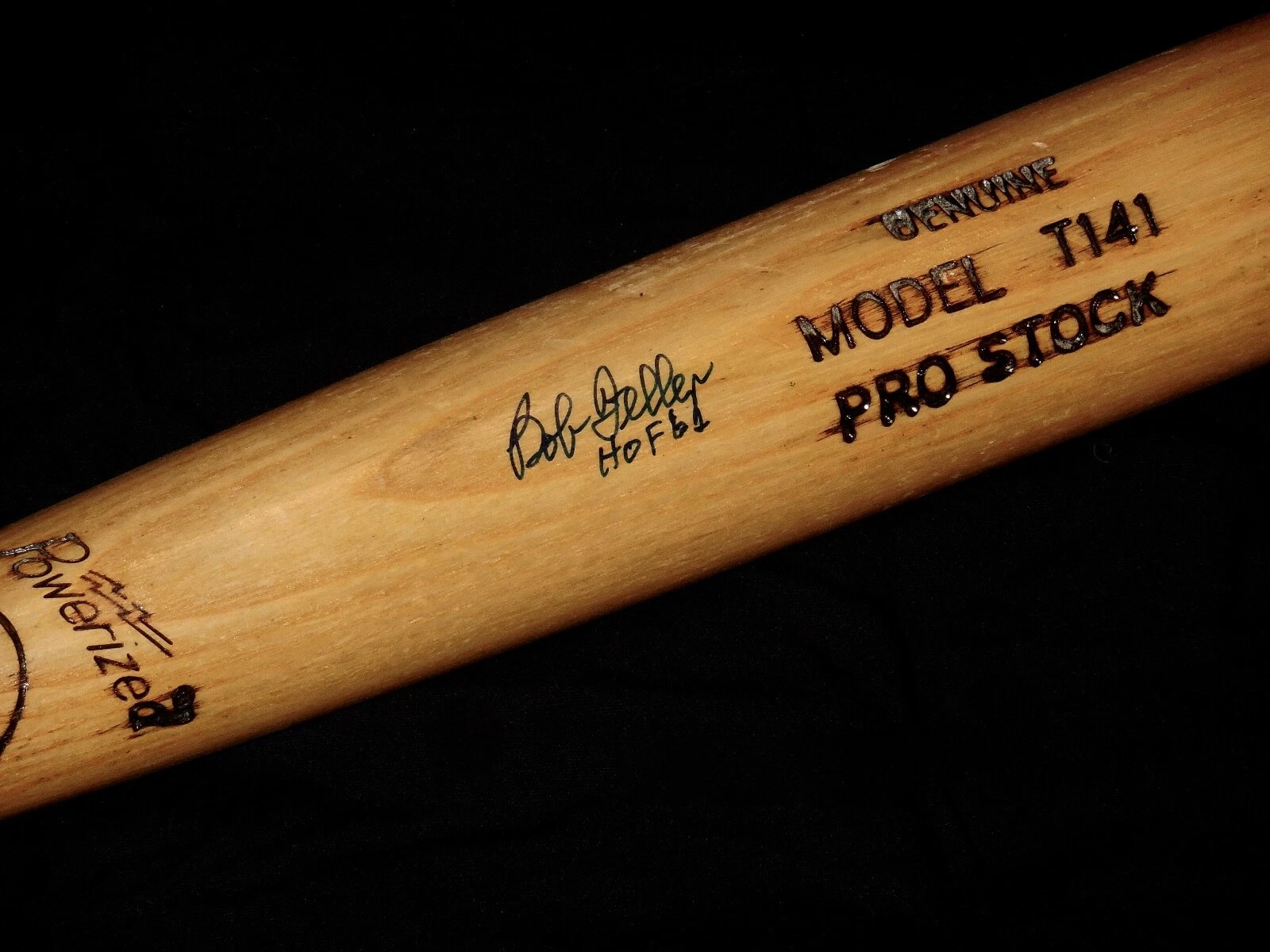 BOB FELLER AUTOGRAPHED BAT (CLEVELAND INDIANS) - Spring Training Used Bat!
