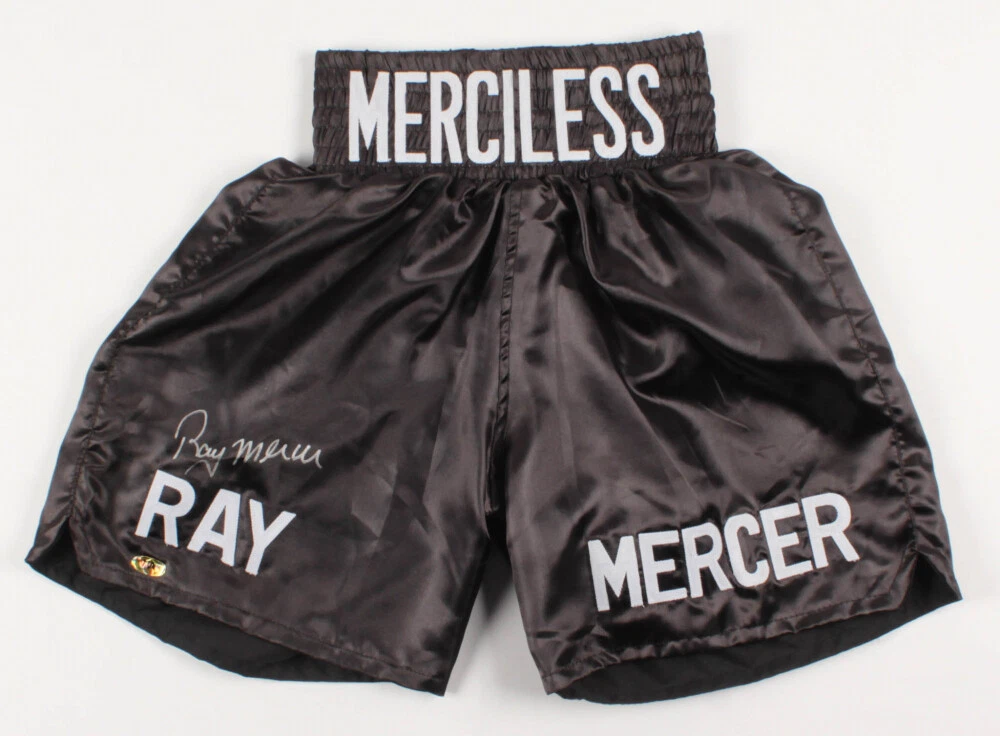 RAY MERCER AUTOGRAPHED BOXING TRUNKS (MERCILESS) - MAB HOLOGRAM!