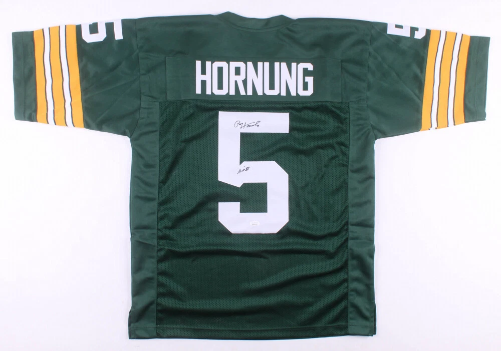 PAUL HORNUNG AUTOGRAPHED CUSTOM JERSEY (GREEN BAY PACKERS - HOF 86!) - JSA COA!