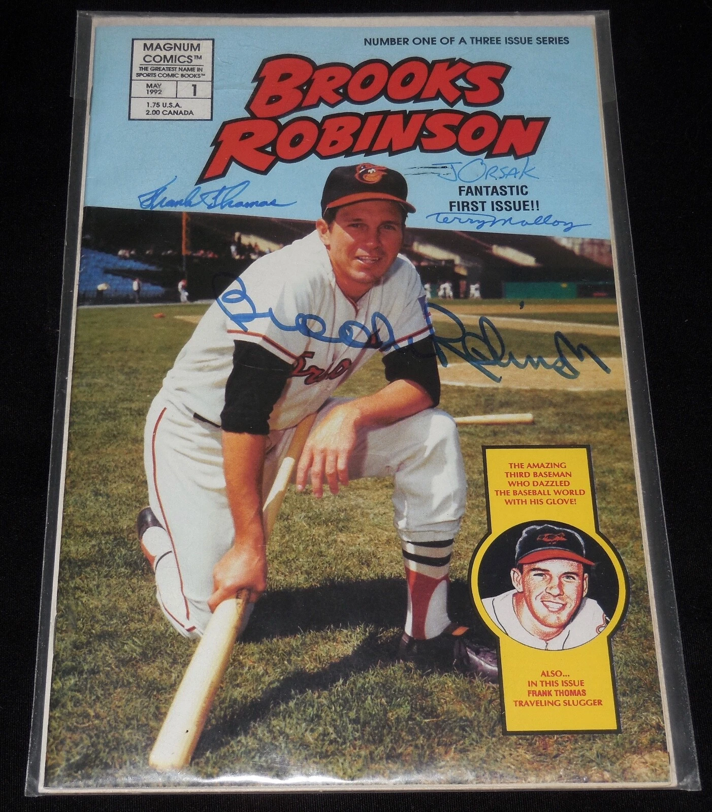 BROOKS ROBINSON AUTOGRAPHED 1992 #1 BASEBALL COMIC BOOK - #26/3000!
