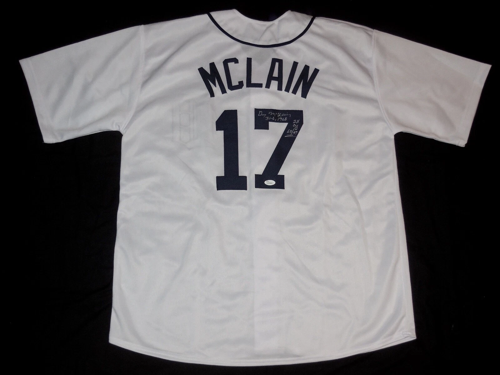 DENNY MCLAIN AUTOGRAPHED CUSTOM JERSEY (DETROIT TIGERS) - JSA COA!