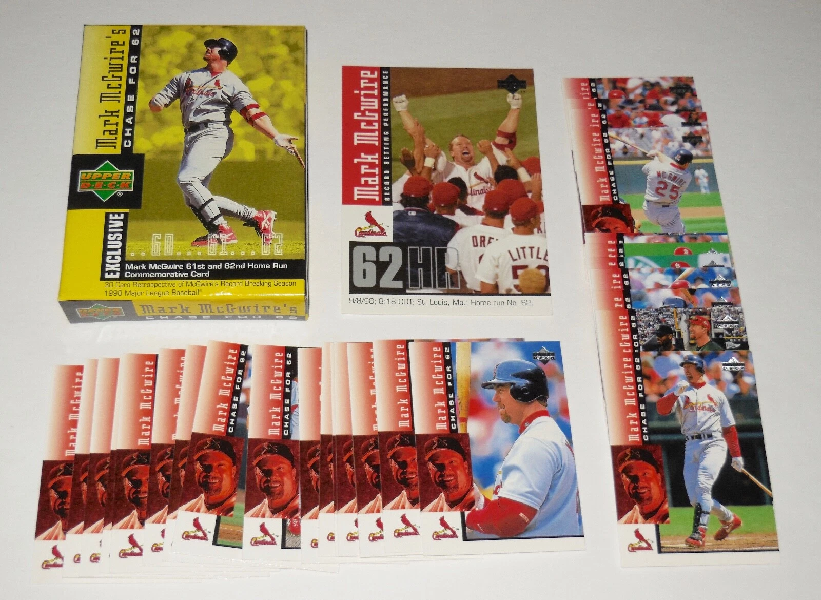 1998 UPPER DECK MARK MCGWIRE 30 CARD BASEBALL SET - PLUS BONUS OVERSIZED CARD!