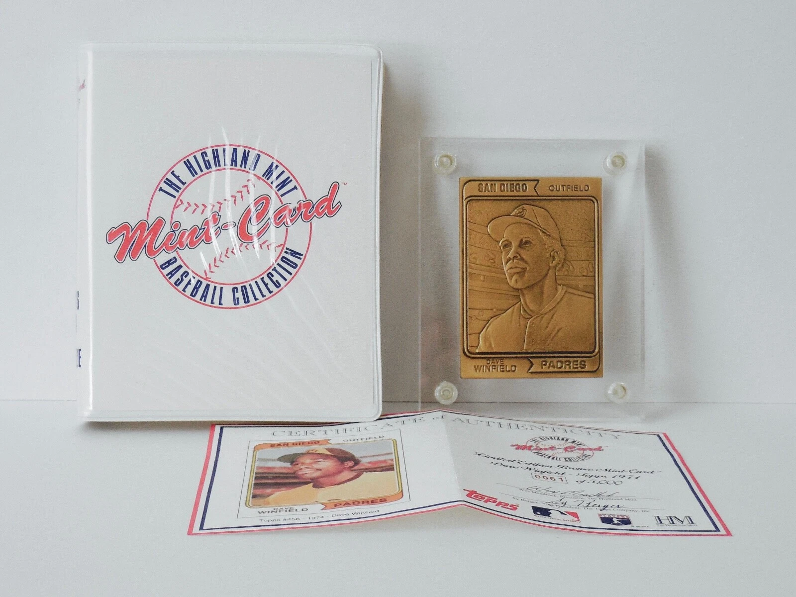 1974 TOPPS DAVE WINFIELD BRONZE BASEBALL CARD - HIGHLAND MINT - #61/5000!