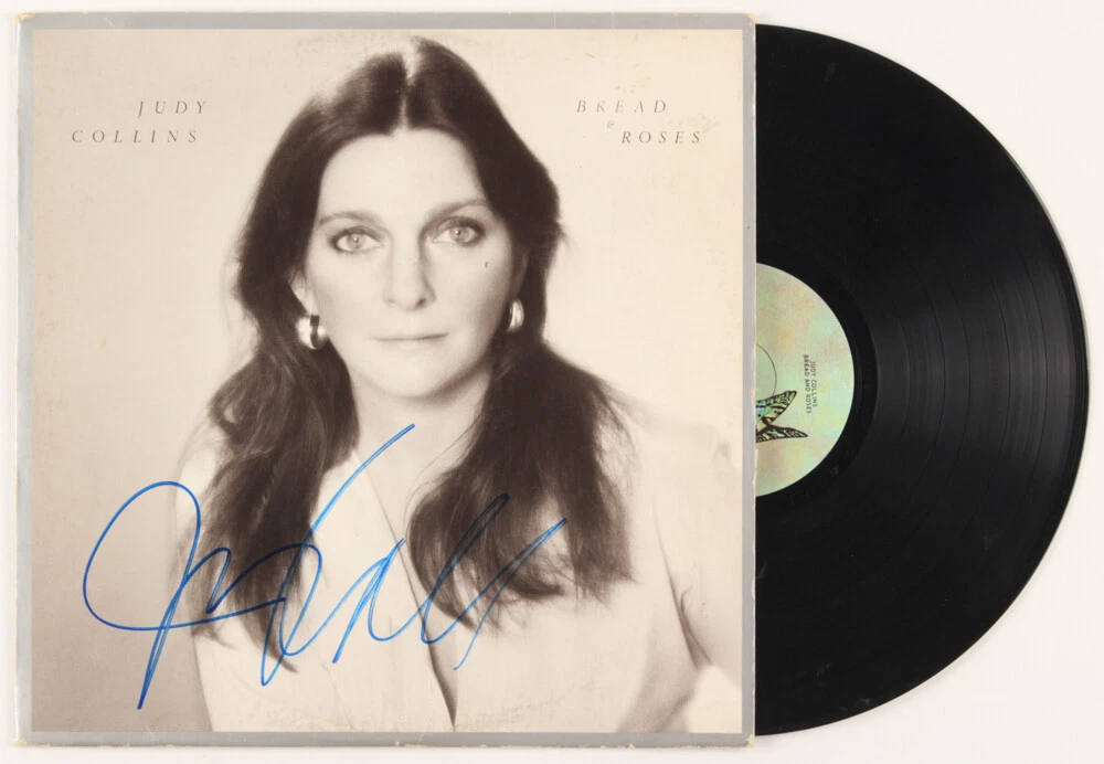 JUDY COLLINS AUTOGRAPHED VINYL ALBUM COVER (BREAD & ROSES) - JSA COA!