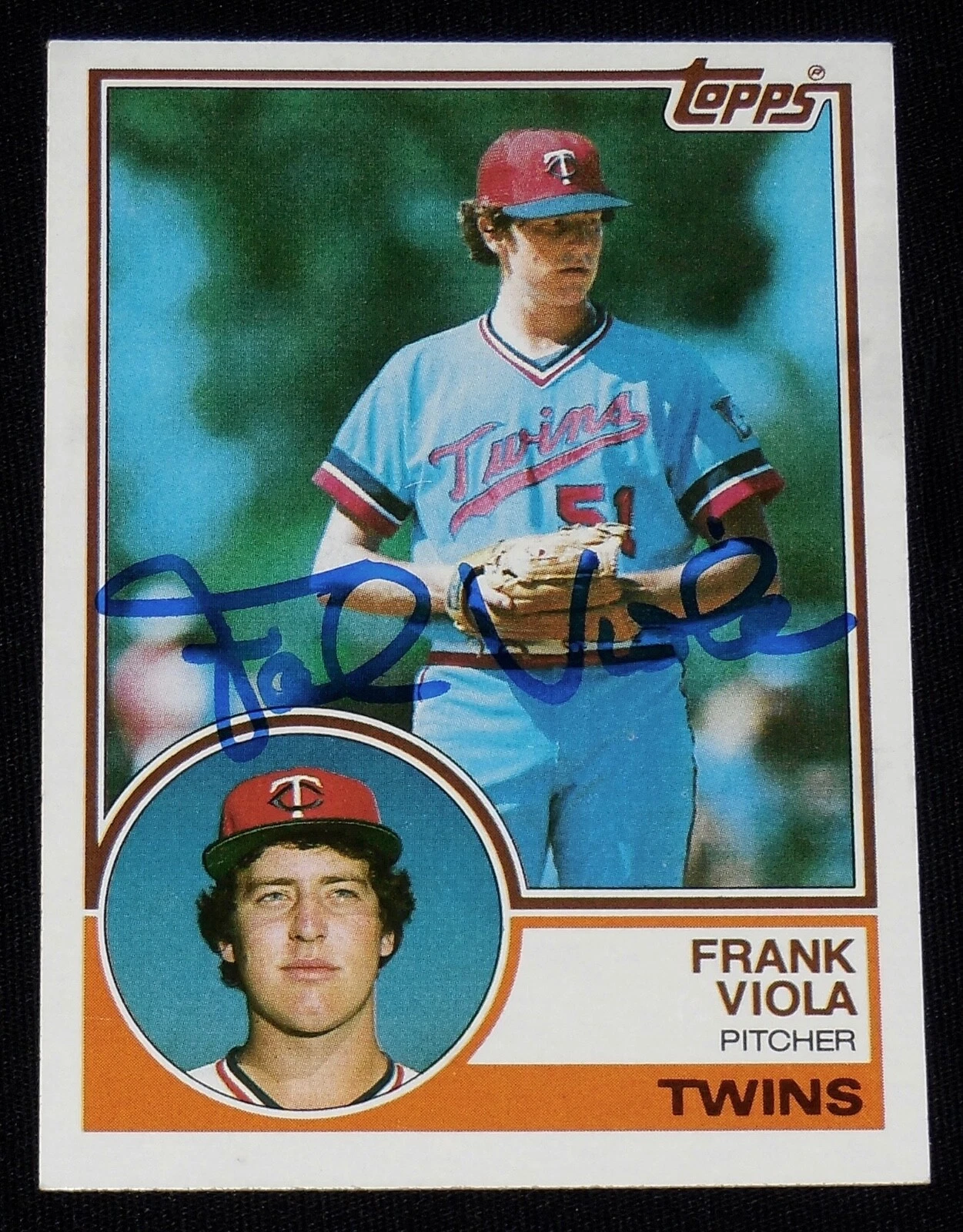FRANK VIOLA 1983 TOPPS AUTOGRAPHED BASEBALL CARD (MINNESOTA TWINS) - ROOKIE!