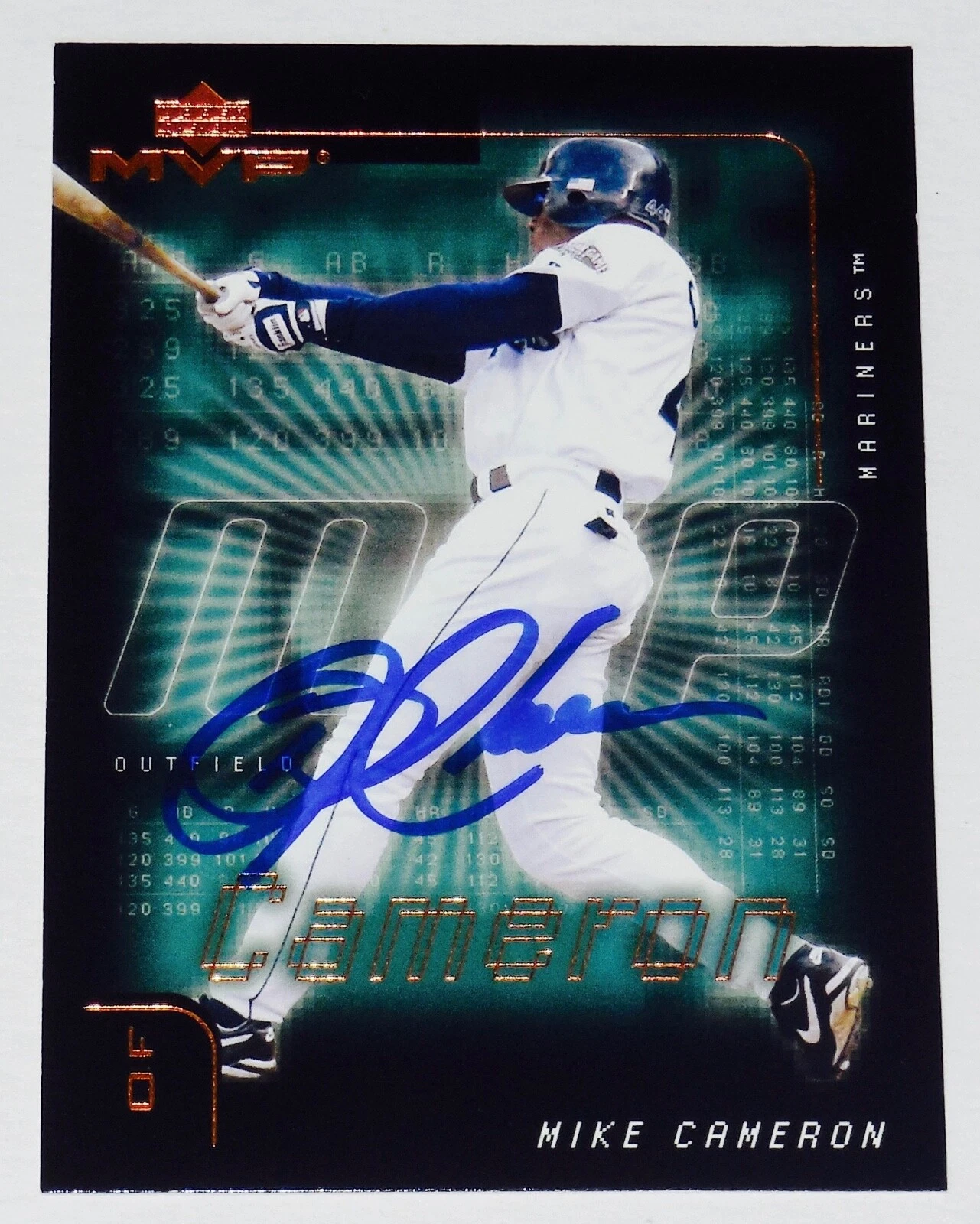 MIKE CAMERON 2002 UPPER DECK AUTOGRAPHED MVP BASEBALL CARD (SEATTLE MARINERS)