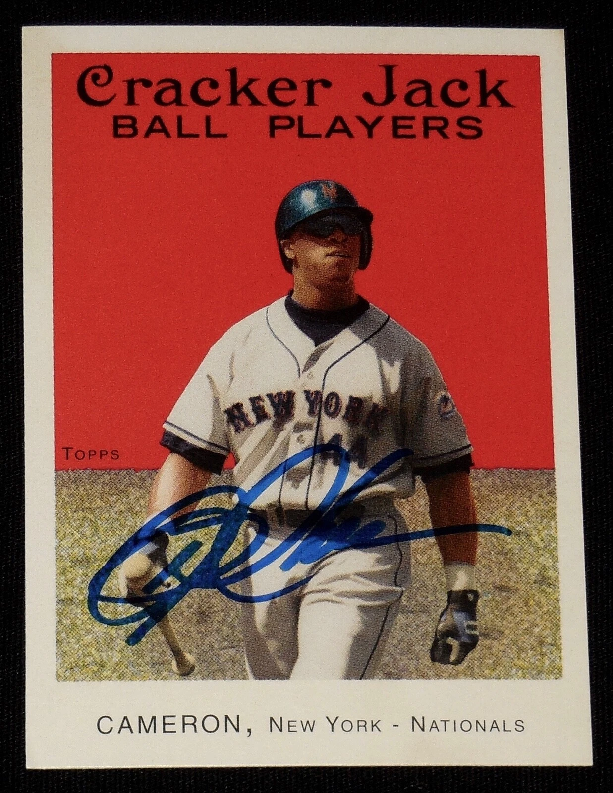 MIKE CAMERON 2004 TOPPS CRACKER JACK AUTOGRAPHED BASEBALL CARD (NEW YORK METS)
