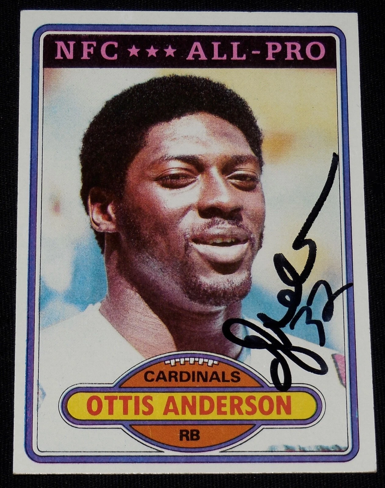 OTTIS ANDERSON 1980 TOPPS AUTOGRAPHED ROOKIE FOOTBALL CARD (CARDINALS)