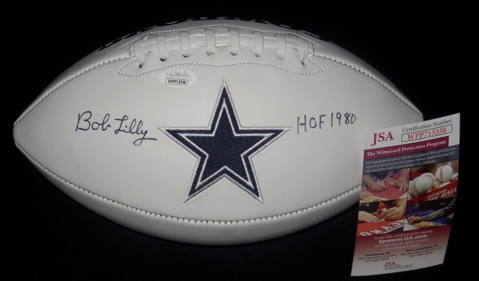 BOB LILLY AUTOGRAPHED COMMEMORATIVE FOOTBALL (DALLAS COWBOYS) - JSA COA!