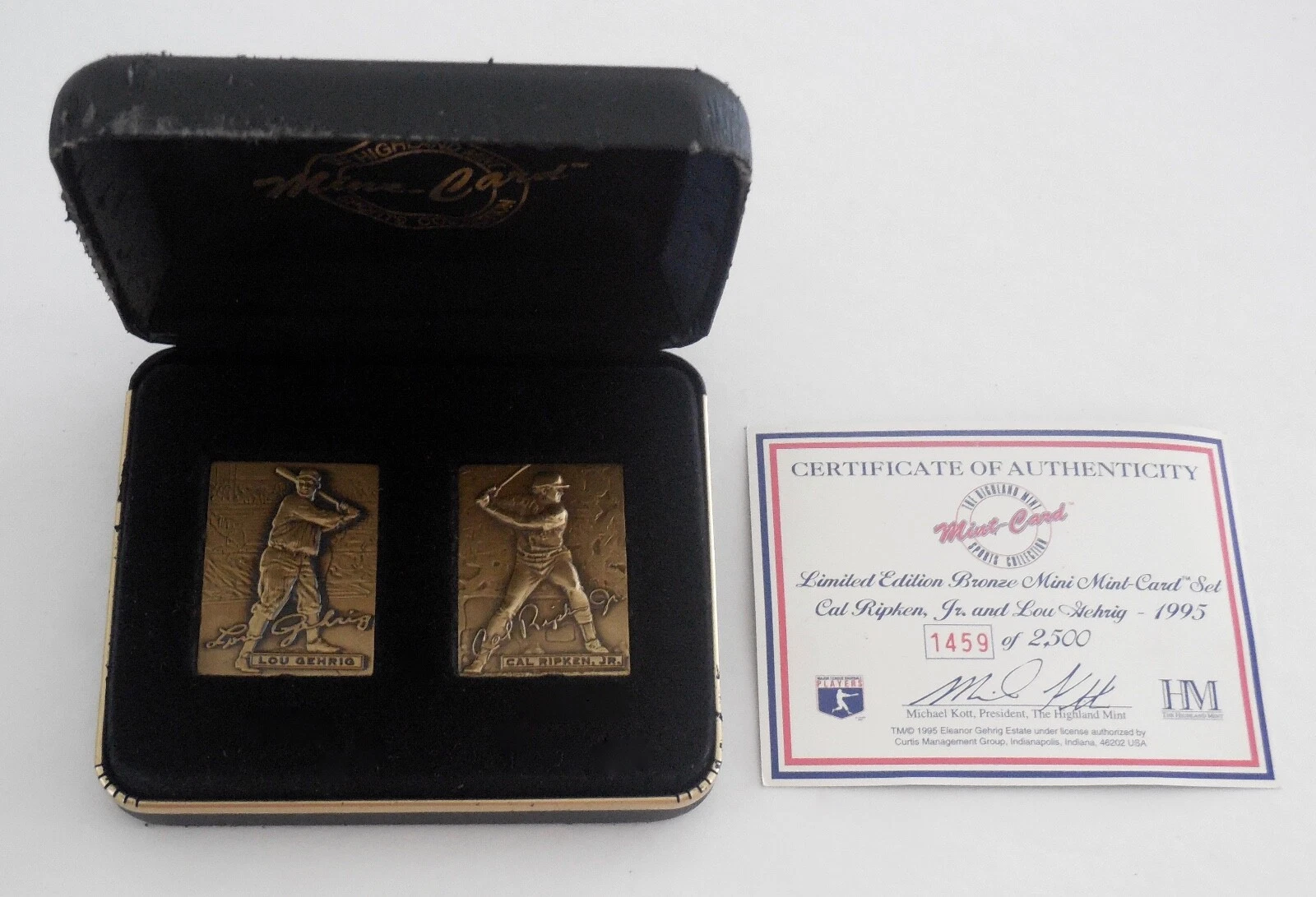 CAL RIPKEN JR & LOU GEHRIG BRONZE MINI CARDS - HIGHLAND MINT - #1459/2500!