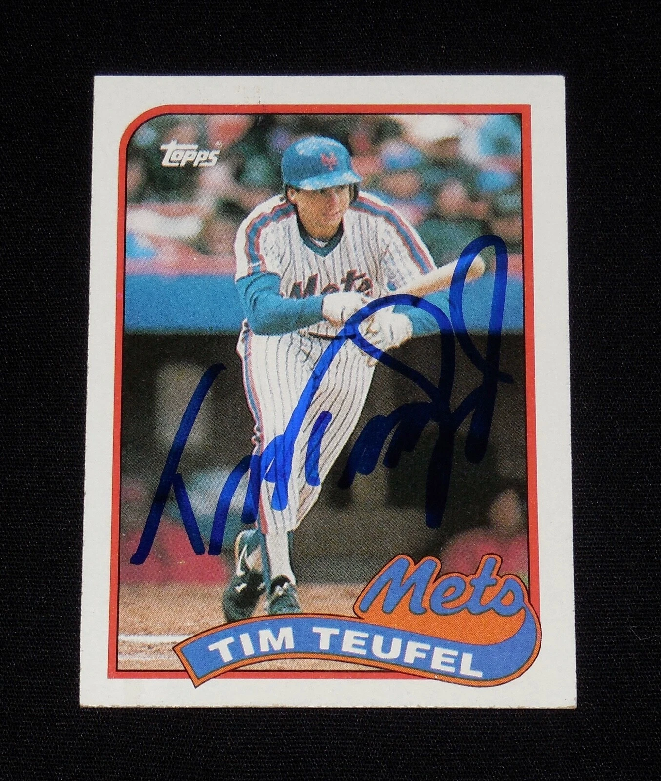 TIM TEUFEL 1989 TOPPS AUTOGRAPHED BASEBALL CARD (NEW YORK METS)