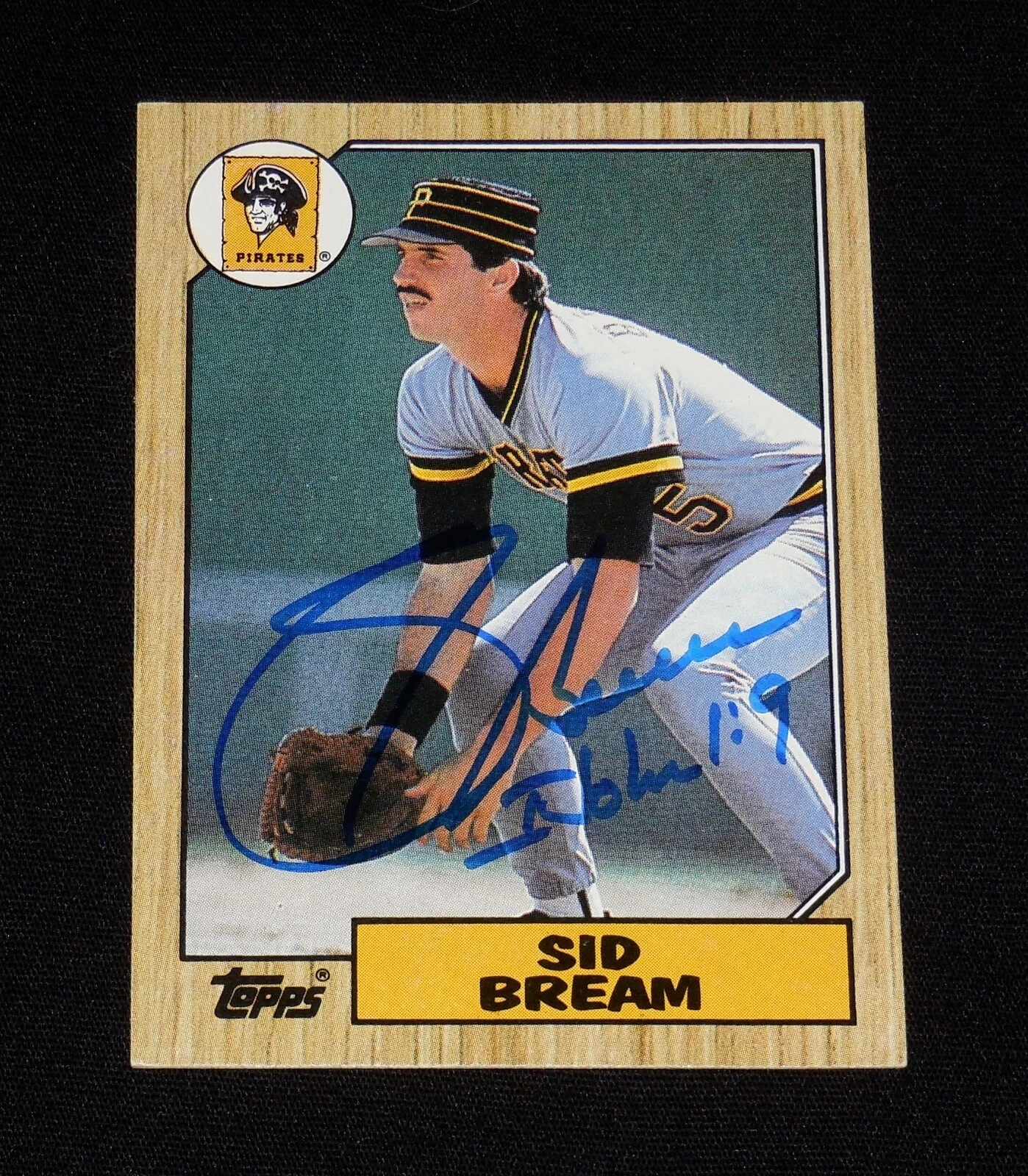SID BREAM 1987 TOPPS AUTOGRAPHED BASEBALL CARD (PITTSBURGH PIRATES)