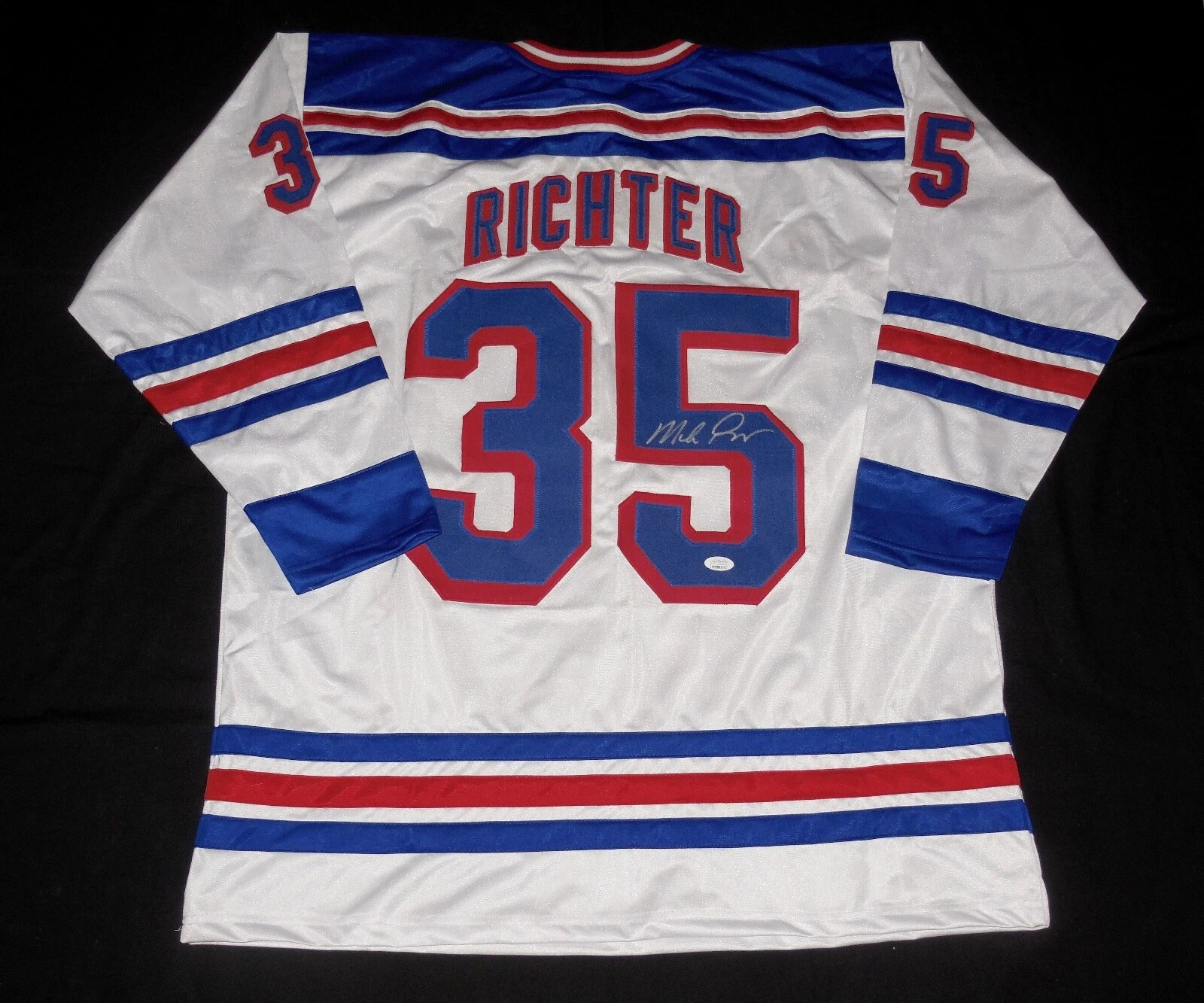 MIKE RICHTER AUTOGRAPHED CUSTOM JERSEY (NEW YORK RANGERS) - JSA COA!