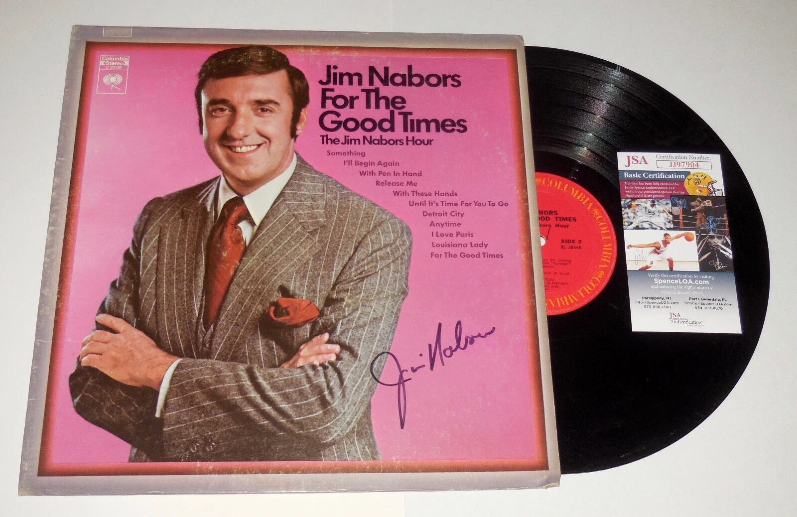 JIM NABORS AUTOGRAPHED COMEDY ALBUM (FOR THE GOOD TIMES) - JSA COA!