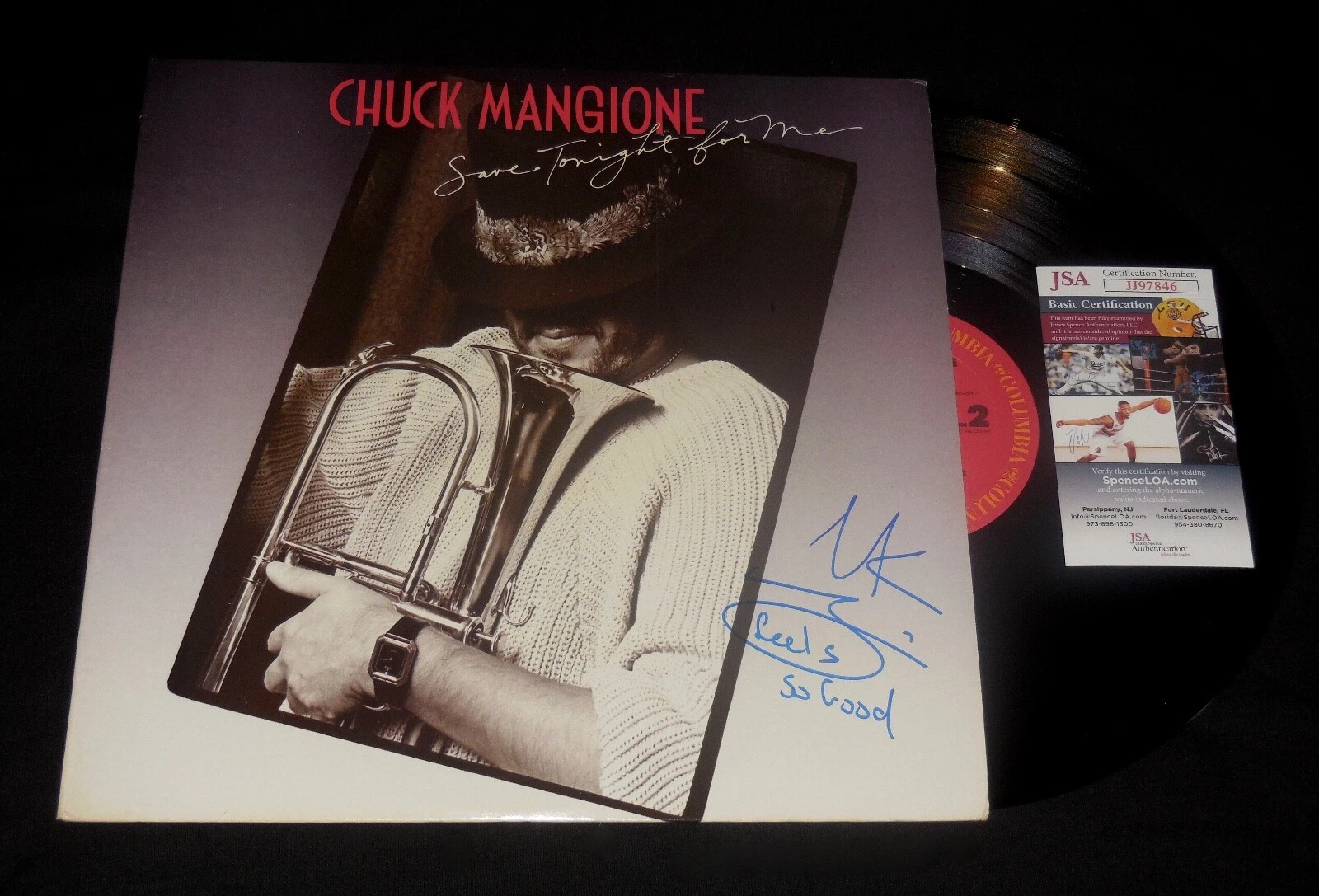 CHUCK MANGIONE AUTOGRAPHED RECORD ALBUM (SAVE TONIGHT FOR ME) - JSA COA!