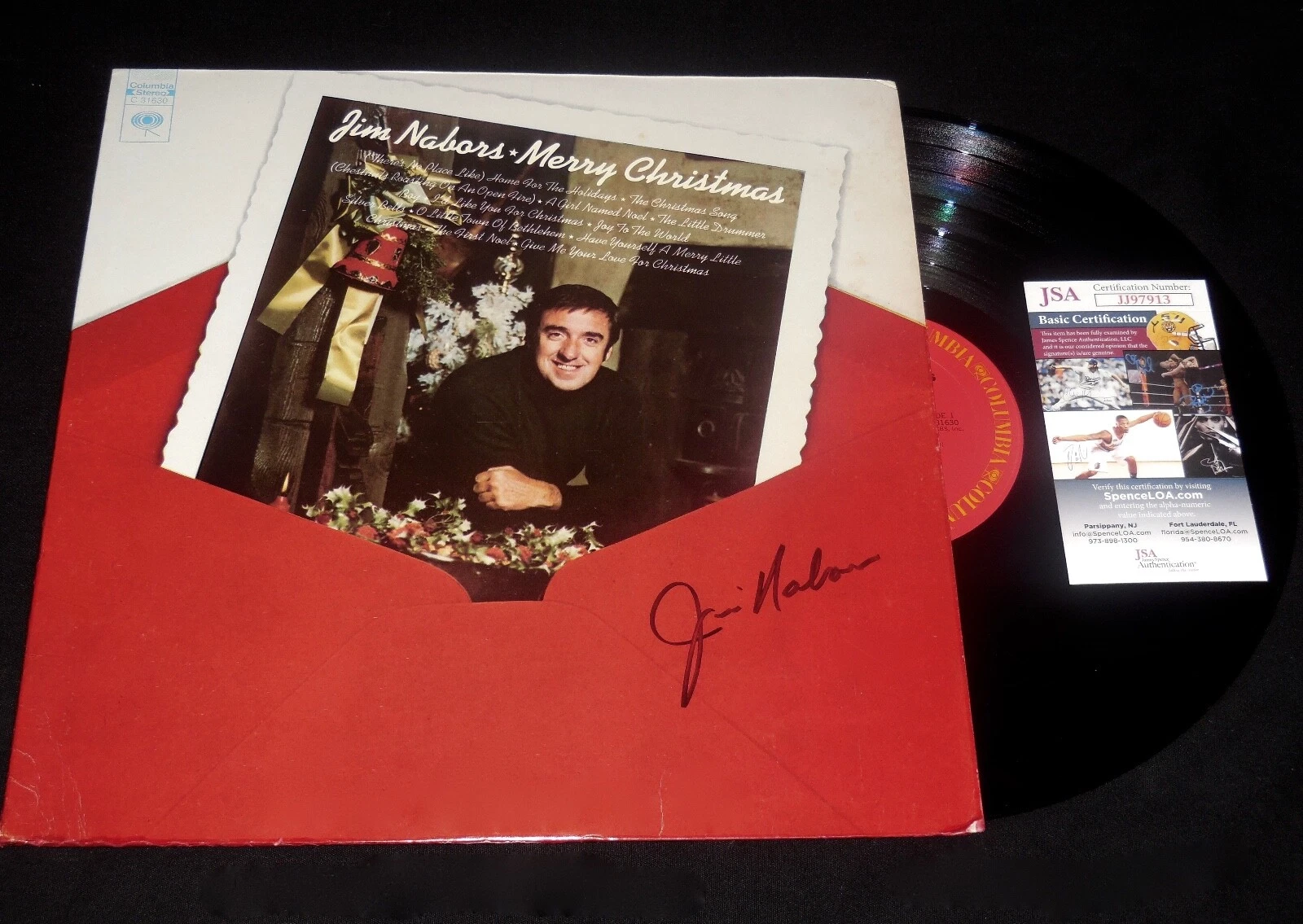 JIM NABORS AUTOGRAPHED RECORD ALBUM (MERRY CHRISTMAS) - JSA COA!