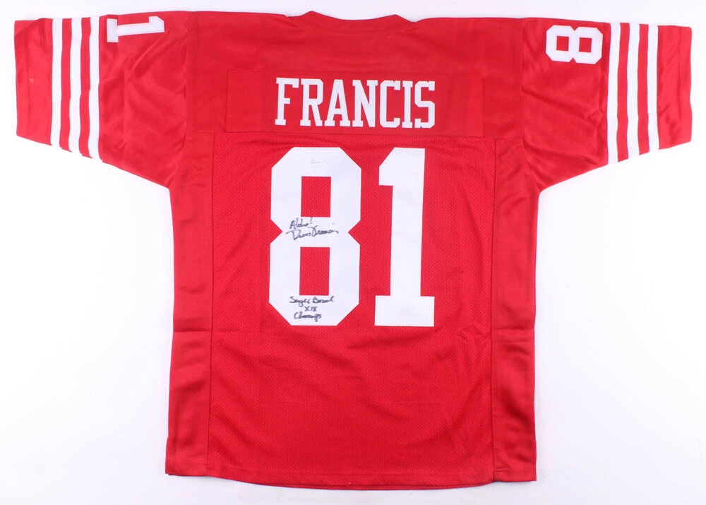 RUSS FRANCIS AUTOGRAPHED CUSTOM JERSEY (SAN FRANCISCO 49'ERS) - JSA COA!