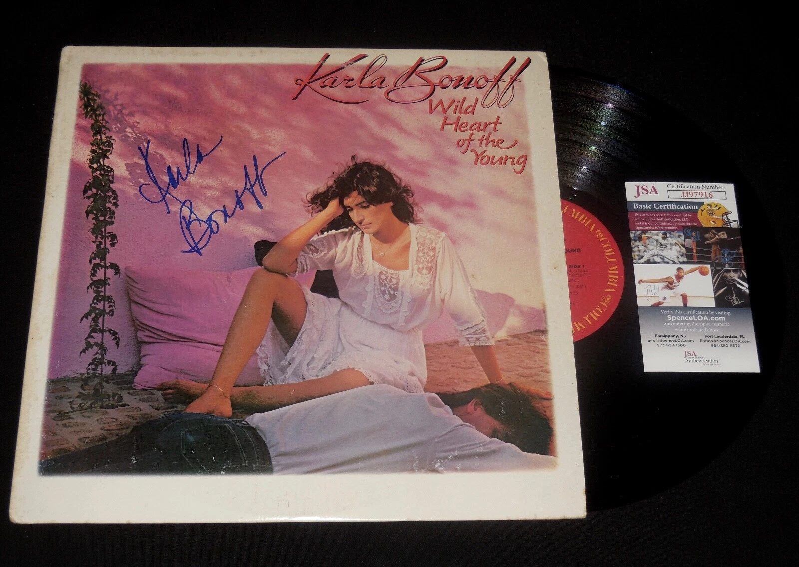 KARLA BONOFF AUTOGRAPHED RECORD ALBUM (WILD HEART OF THE YOUNG) - JSA COA!