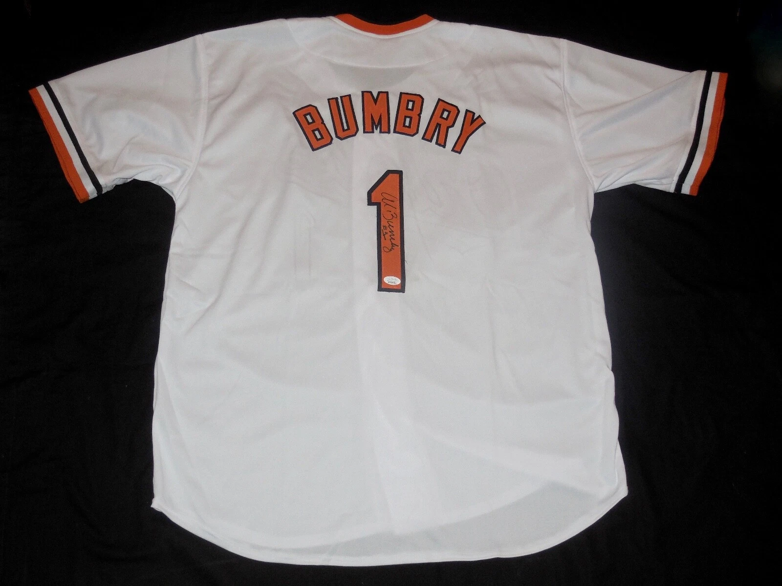 AL BUMBRY AUTOGRAPHED CUSTOM JERSEY (BALTIMORE ORIOLES) - JSA COA!