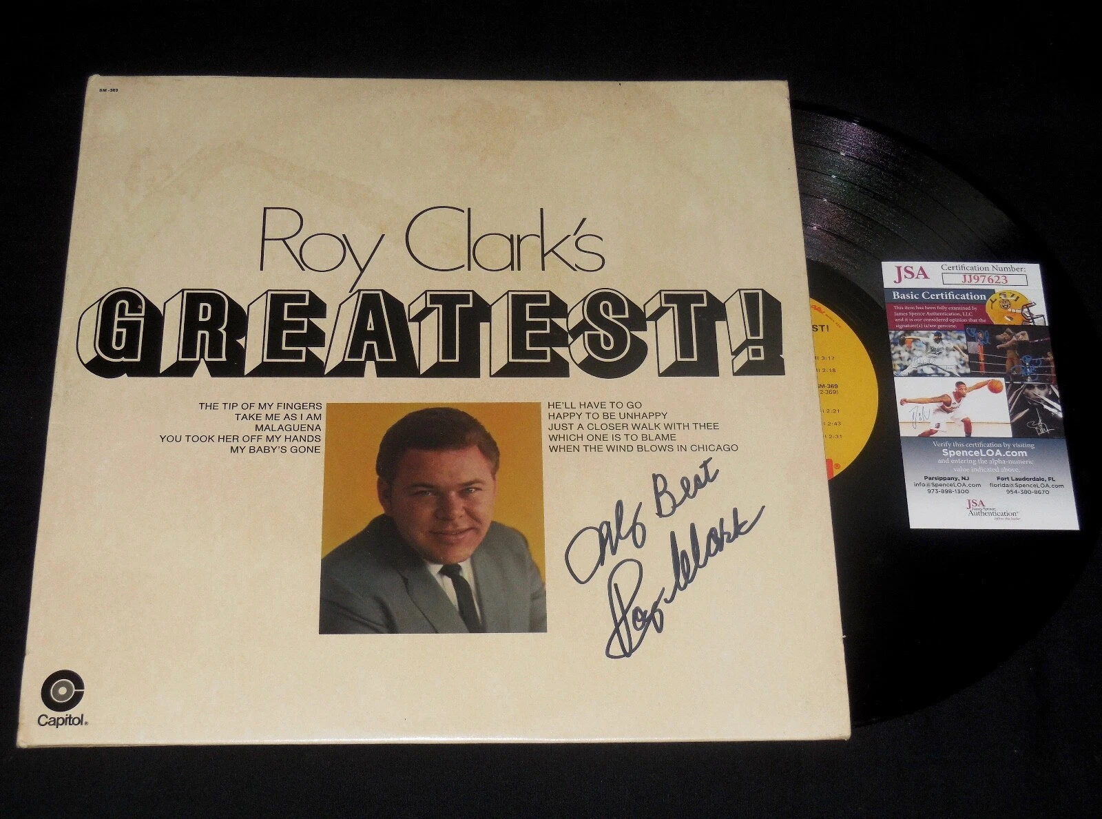 ROY CLARK AUTOGRAPHED RECORD ALBUM (GREATEST) - JSA COA!