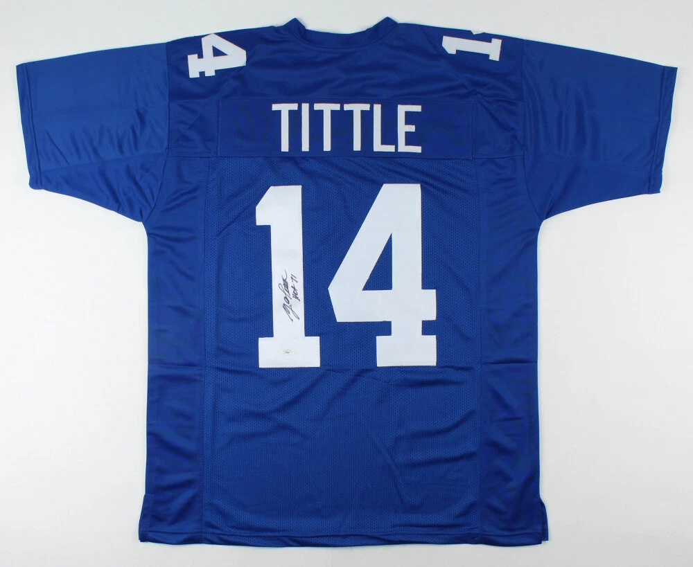 Y.A. TITTLE AUTOGRAPHED CUSTOM JERSEY (NEW YORK GIANTS) - JSA COA!