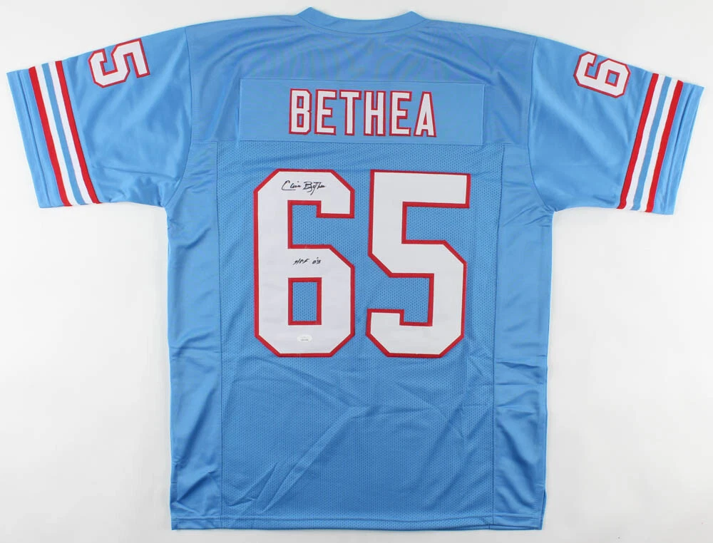 ELVIN BETHEA AUTOGRAPHED CUSTOM JERSEY (HOUSTON OILERS) - JSA COA!