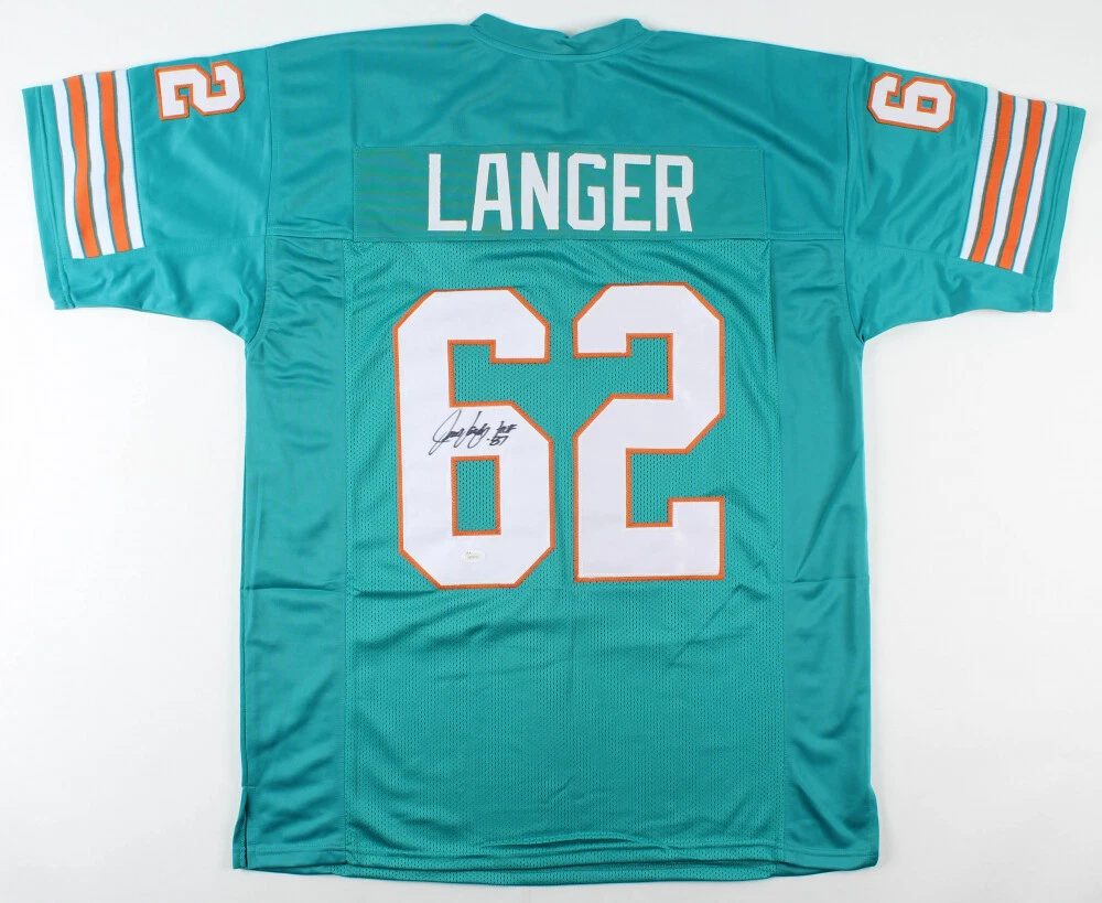 JIM LANGER AUTOGRAPHED CUSTOM FOOTBALL JERSEY (MIAMI DOLPHINS) - JSA COA!
