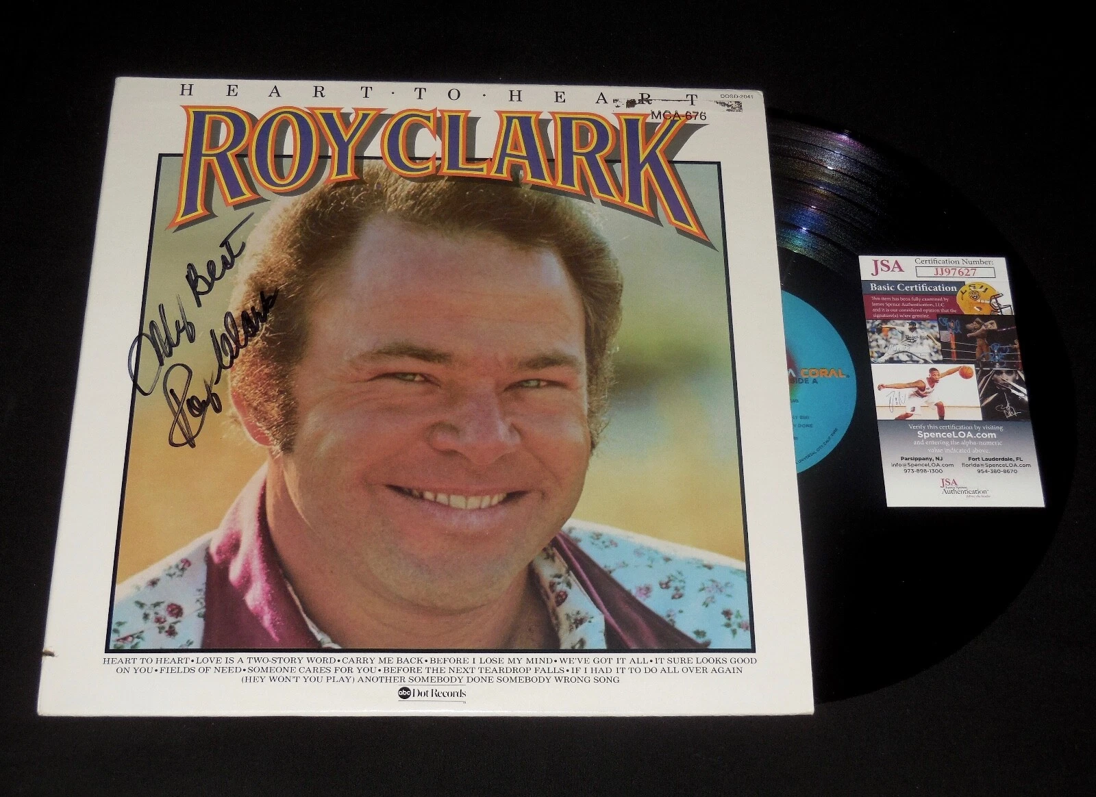 ROY CLARK AUTOGRAPHED VINYL RECORD ALBUM (HEART TO HEART) - JSA COA!