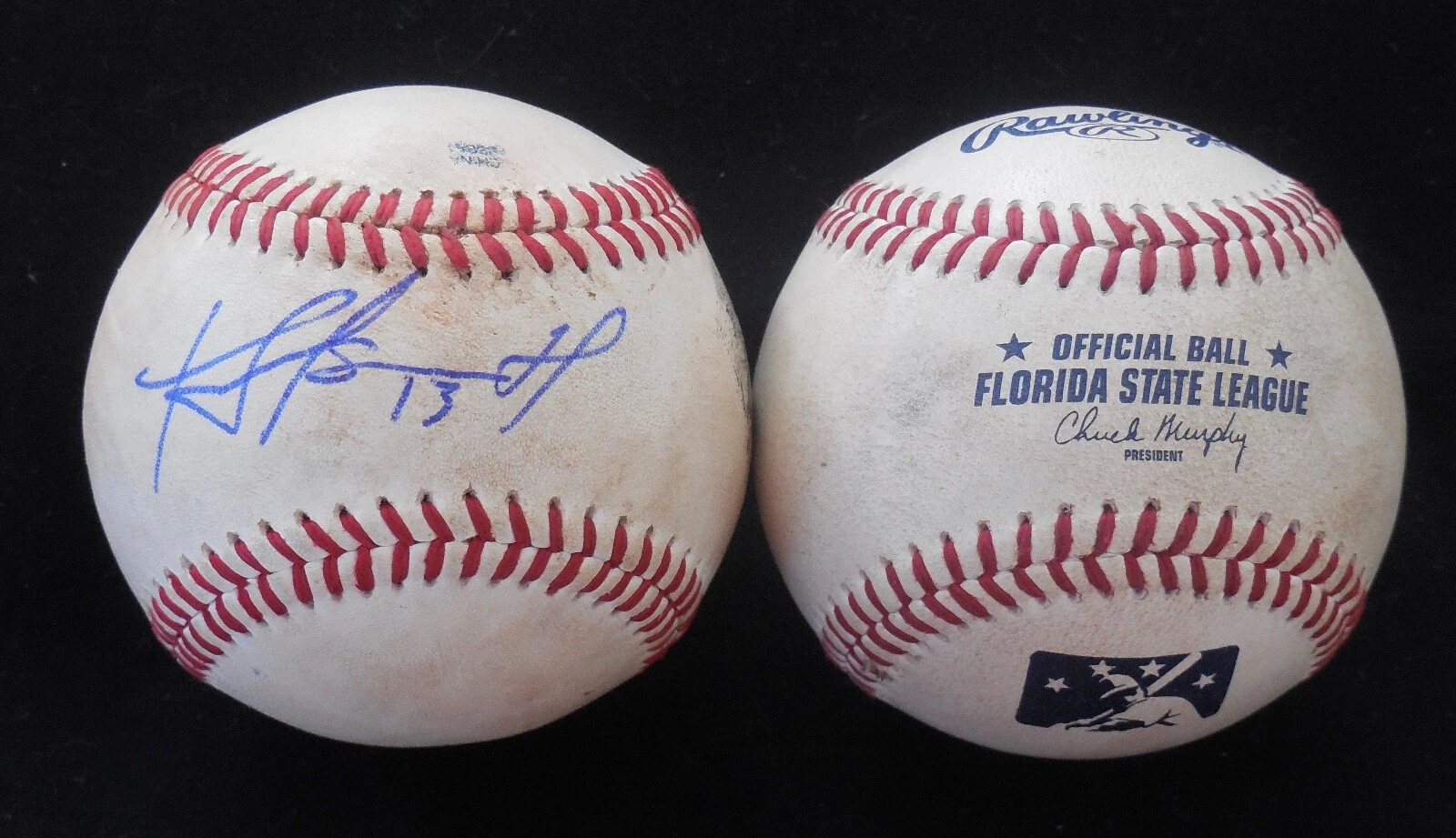 DILSON HERRERA AUTOGRAPHED GAME USED FSL BASEBALL (METS / ORIOLES) W/ COA!