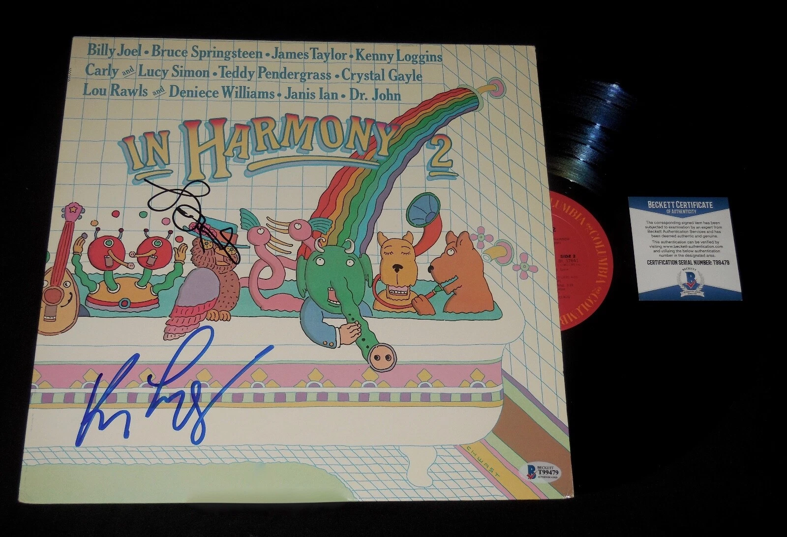 KENNY LOGGINS & LOU RAWLS AUTOGRAPHED RECORD ALBUM (IN HARMONY) - BECKETT COA!