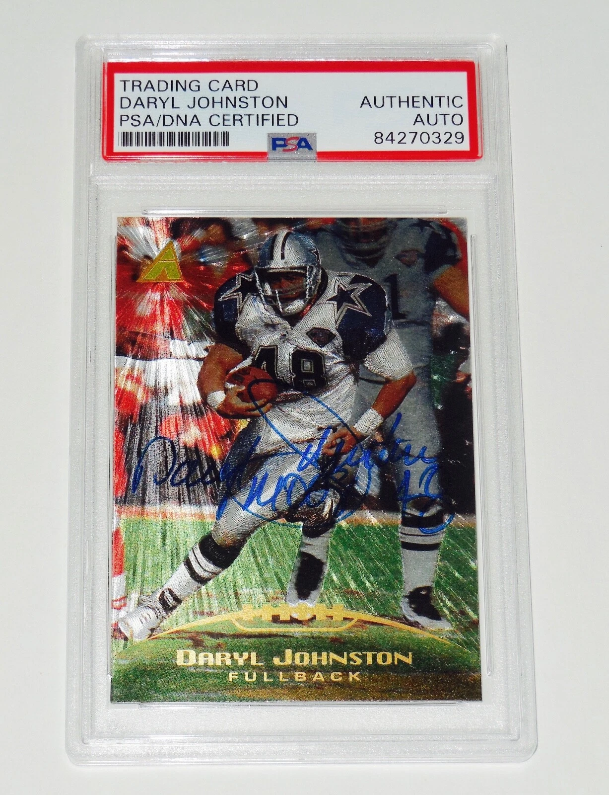 1995 PINNACLE #106 DARYL JOHNSTON AUTOGRAPHED CARD (PSA DNA) - DALLAS COWBOYS!