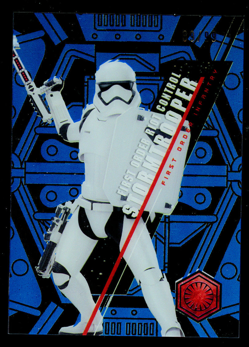 First Order Riot Control Trooper SW-63 Star Wars 2016 Blue Rainbow Foil 33/99