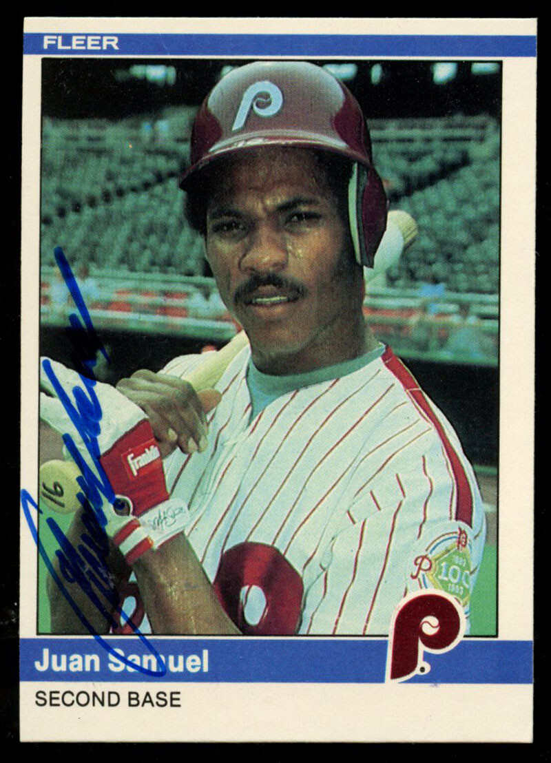 Juan Samuel #47 signed autograph auto 1984 Fleer Baseball Trading Card