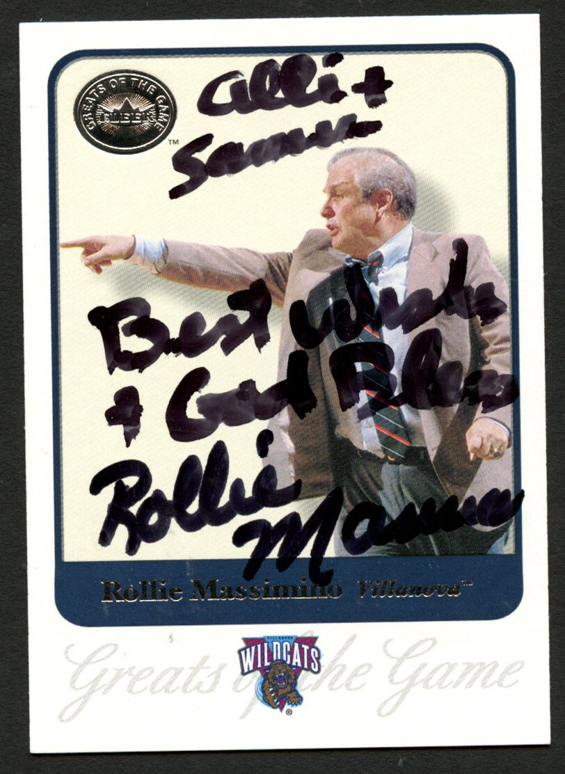 Rollie Massimino #68 signed autograph 2001 Fleer Basketball Greats of the Game
