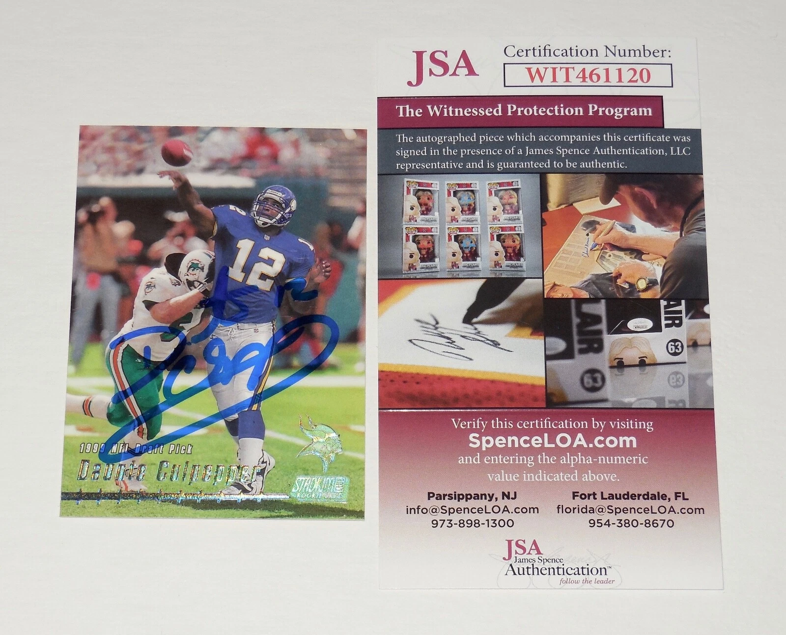 DAUNTE CULPEPPER AUTOGRAPHED 1999 STADIUM CLUB ROOKIE CARD (VIKINGS) - JSA COA1
