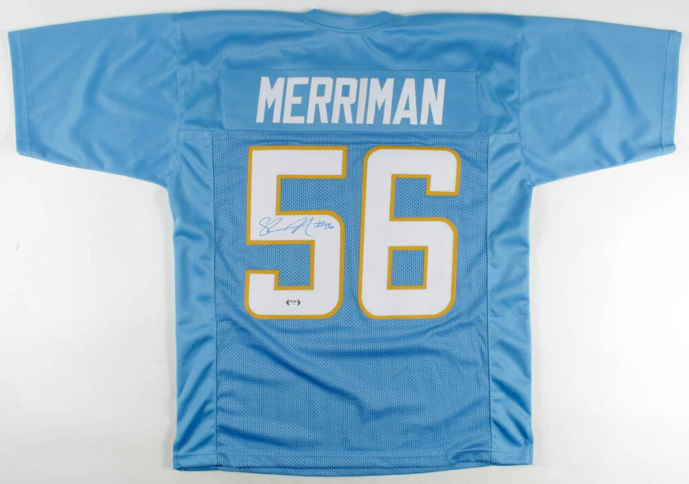 SHAWNE MERRIMAN AUTOGRAPHED CUSTOM JERSEY (SAN DIEGO CHARGERS) - PSA DNA!