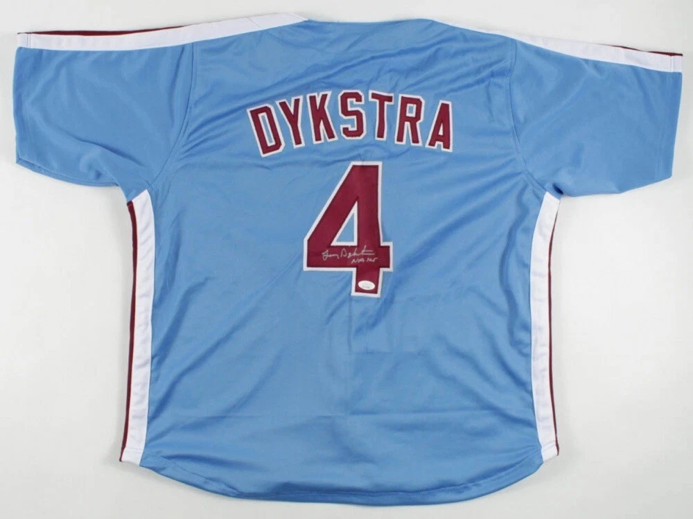 LENNY DYKSTRA AUTOGRAPHED CUSTOM JERSEY (PHILADELPHIA PHILLIES) - JSA COA!