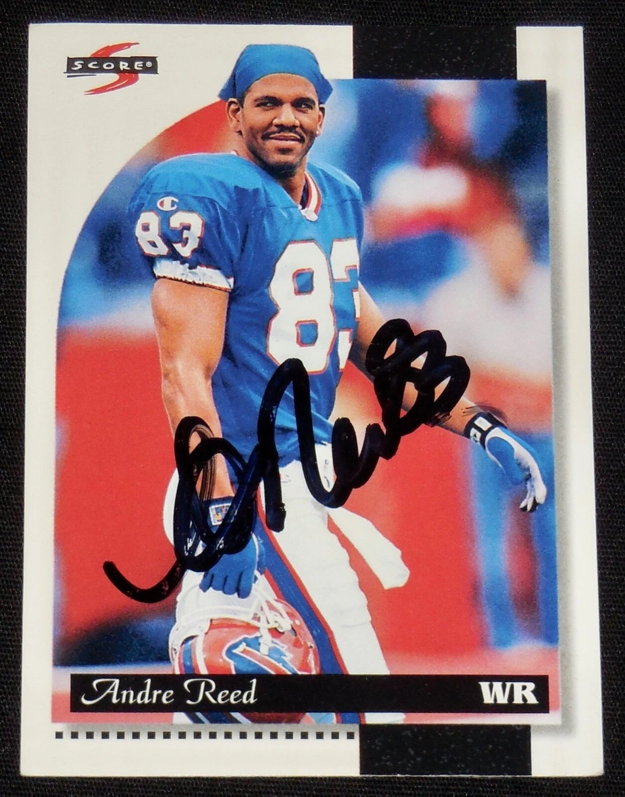 ANDRE REED 1996 SCORE AUTOGRAPHED FOOTBALL CARD (BUFFALO BILLS)