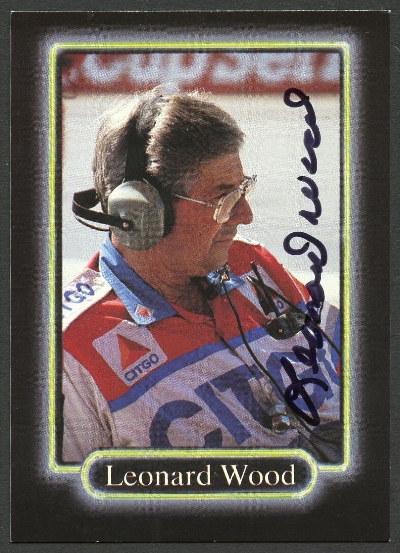 Leonard Wood #74 signed autograph auto 1990 Maxx NASCAR Racing Trading Card