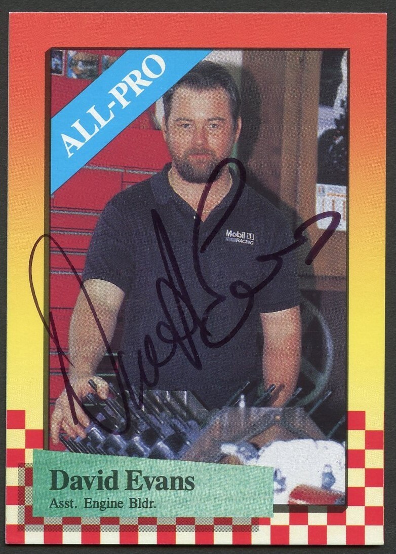 David Evans #72 signed autograph auto 1989 Maxx NASCAR Racing Trading Card