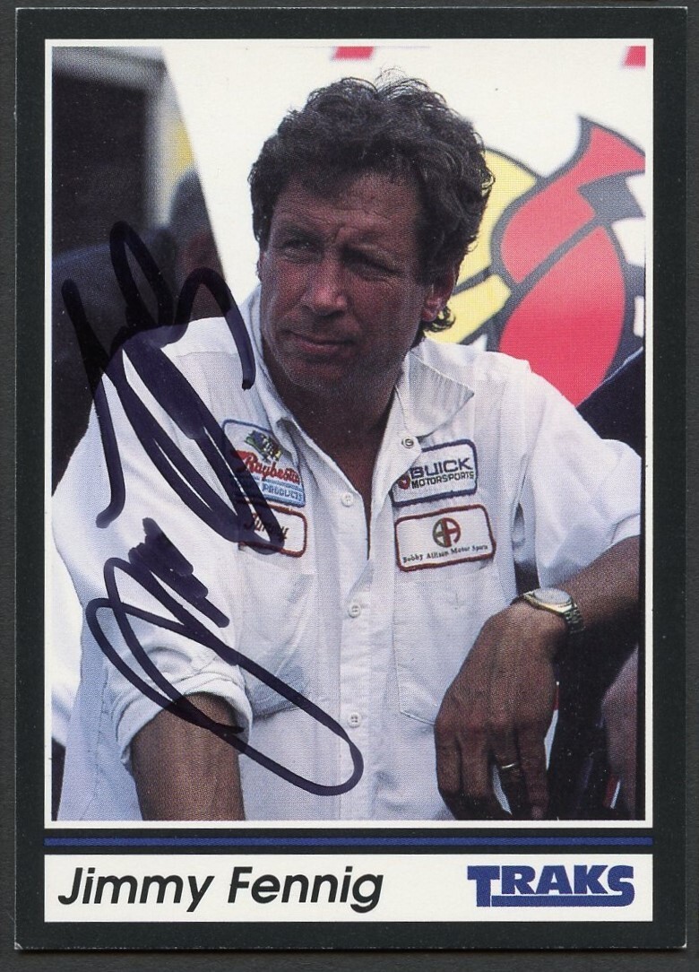Jimmy Fennig #74 signed autograph 1991 Traks NASCAR Racing Trading Card