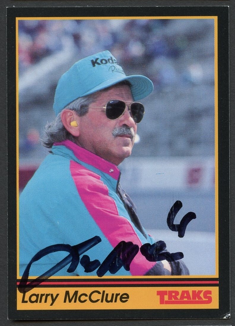 Larry McClure #58 signed autograph 1991 Traks NASCAR Racing Trading Card