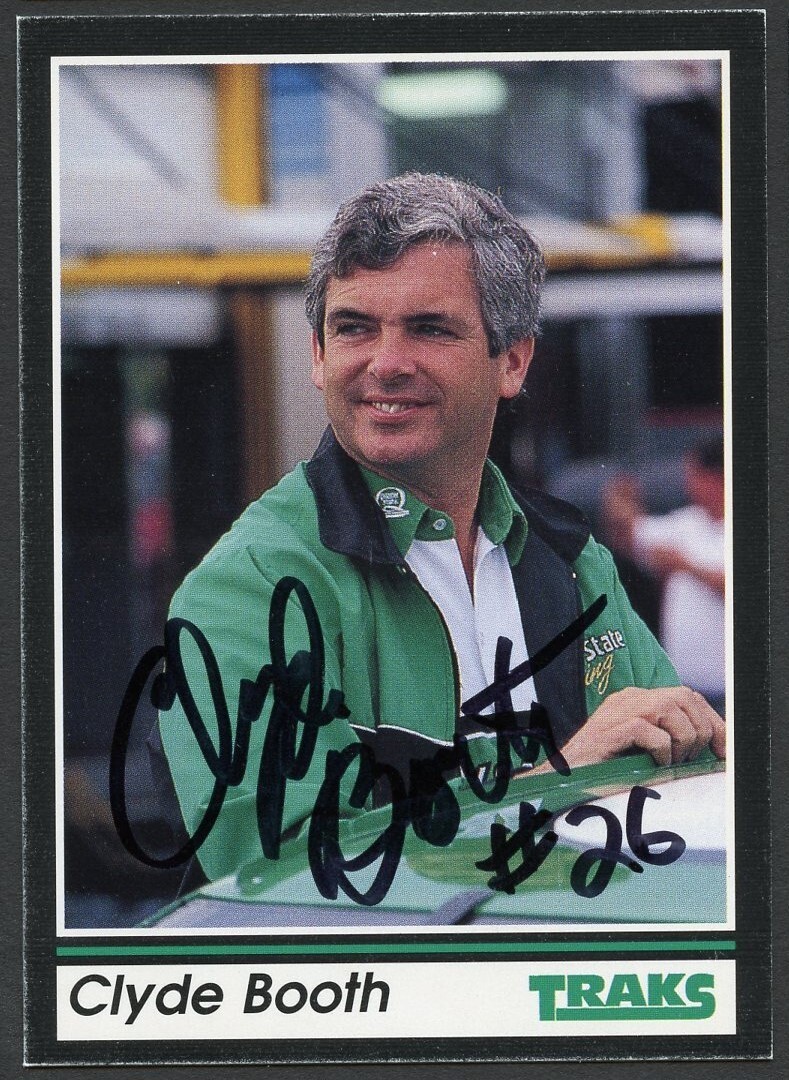 Clyde Booth #158 signed autograph 1991 Traks NASCAR Racing Trading Card