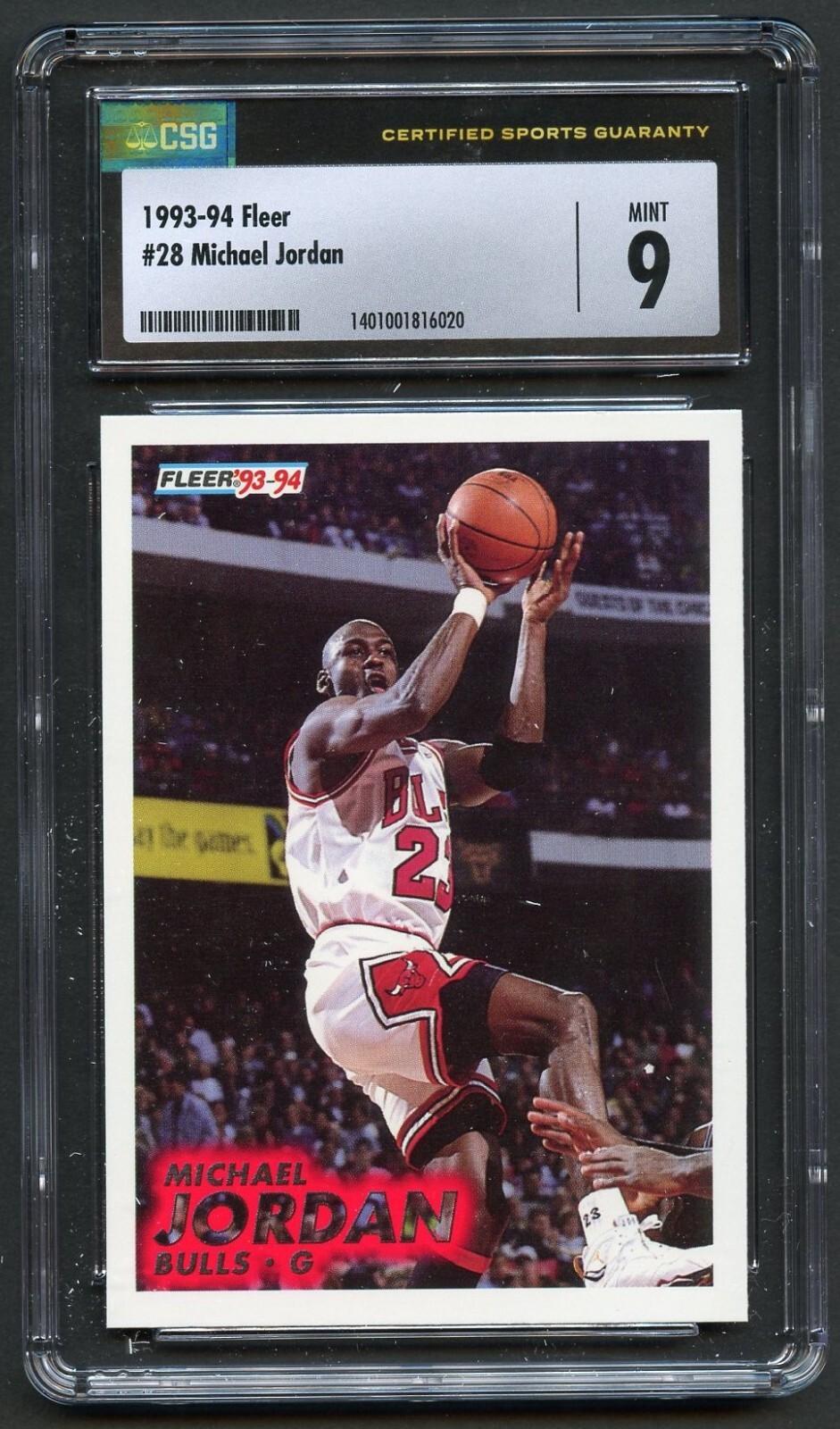 Michael Jordan #28 Fleer 1993-94 Basketball Trading Card Chicago Bulls CSG 9 Mt