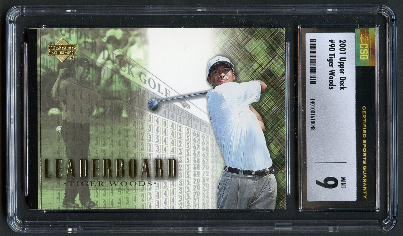 Tiger Woods #90 Upper Deck 2001 Golf Trading Card CSG 9 Mint